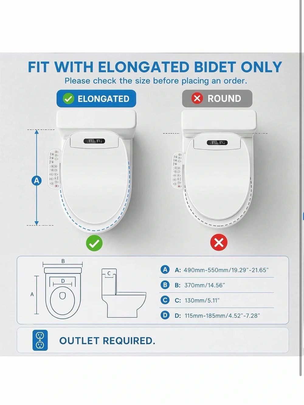 Elongated Electric⚡️Bidet Toilet🚽Seat w Air Dryer & Heated Seat